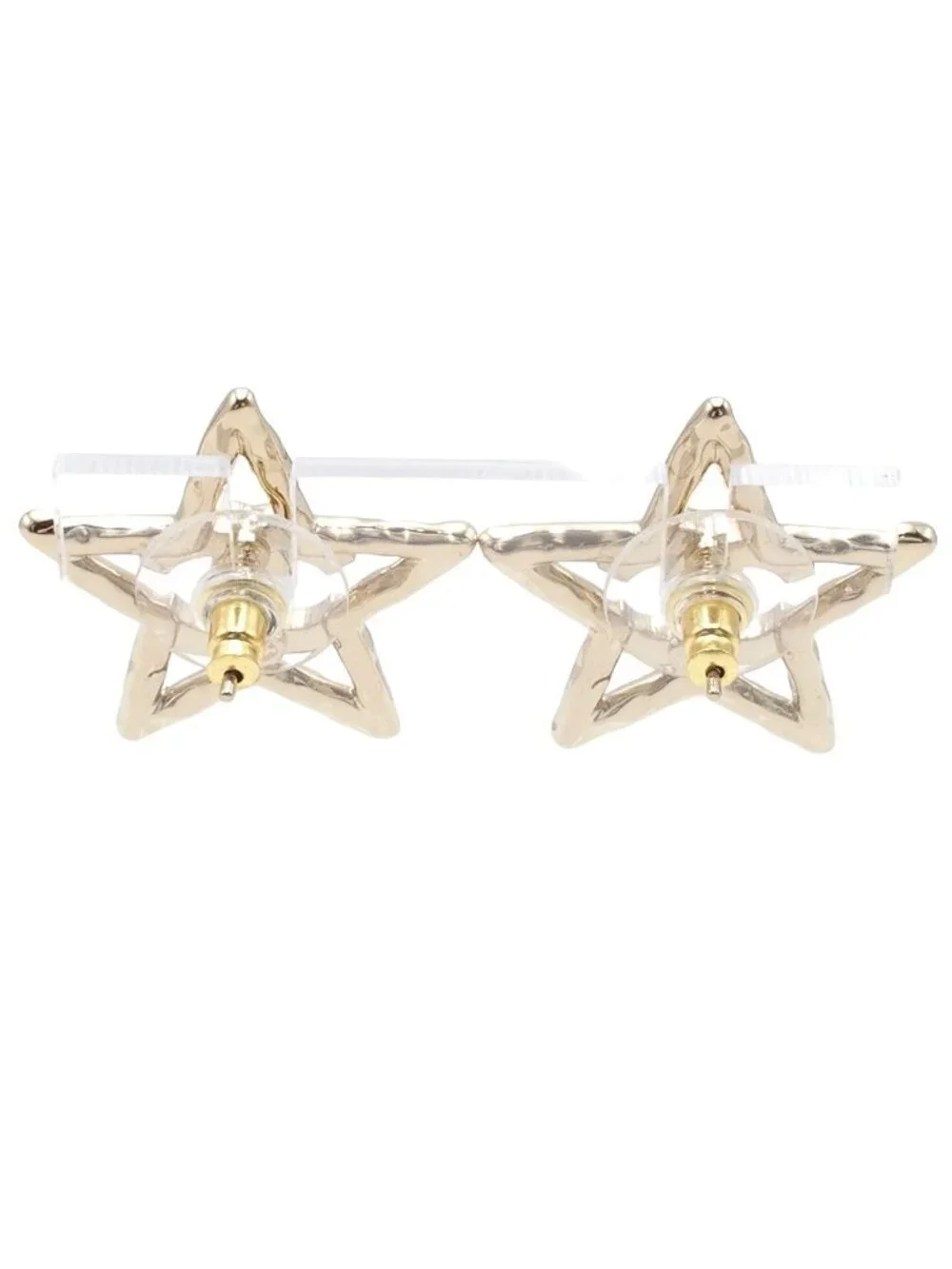 Chanel Earrings Light Gold Metal CC Logo Star Costume